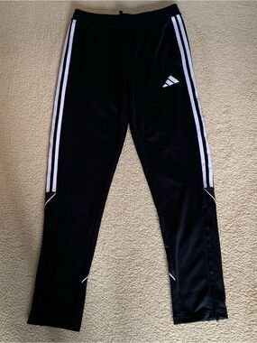adidas Black Track Joggers with White Side Stripes